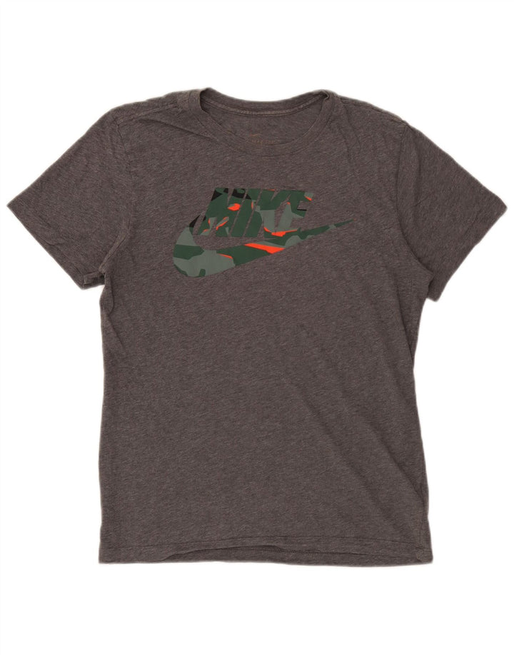 Μπλουζάκι Nike ανδρικό Dri Fit γραφικό μπλουζάκι, μικρό γκρι βαμβακερό