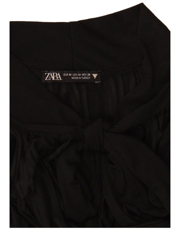 Zara Γυναικείο Oversized Μπροστινό φόρεμα με γραβάτα Shift UK 14 Μεσαίο μαύρο ριγέ