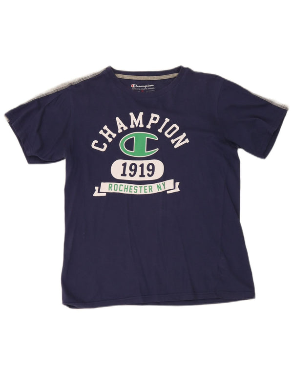 Champion Boys Graphic T-shirt Top 13-14 Years XL Navy Blue Colorblock
