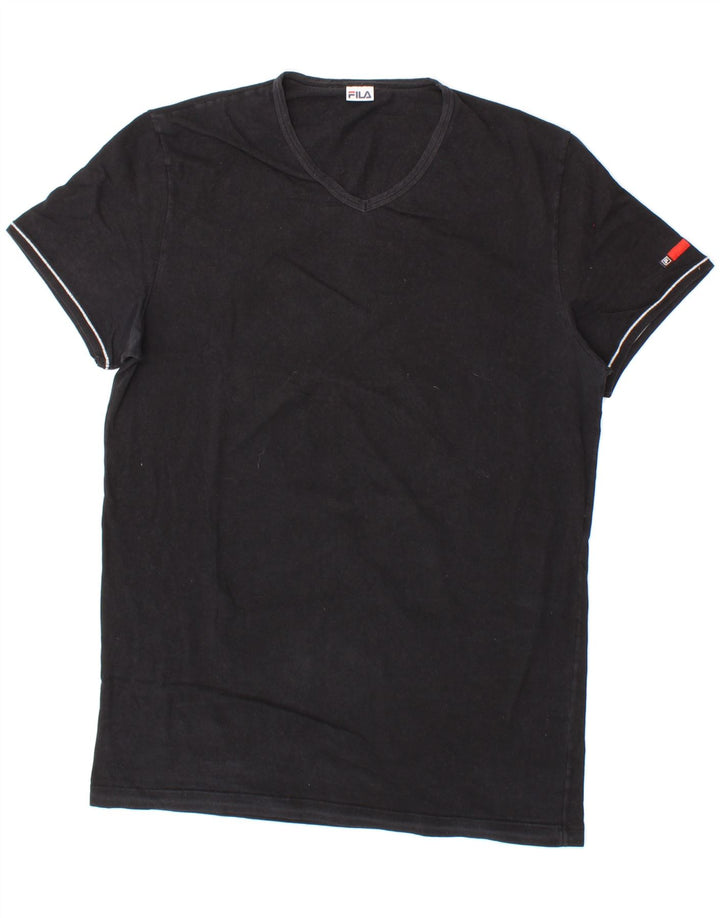 FILA Mens T-Shirt Top Medium Black Vintage Fila and Second-Hand Fila from Messina Hembry 