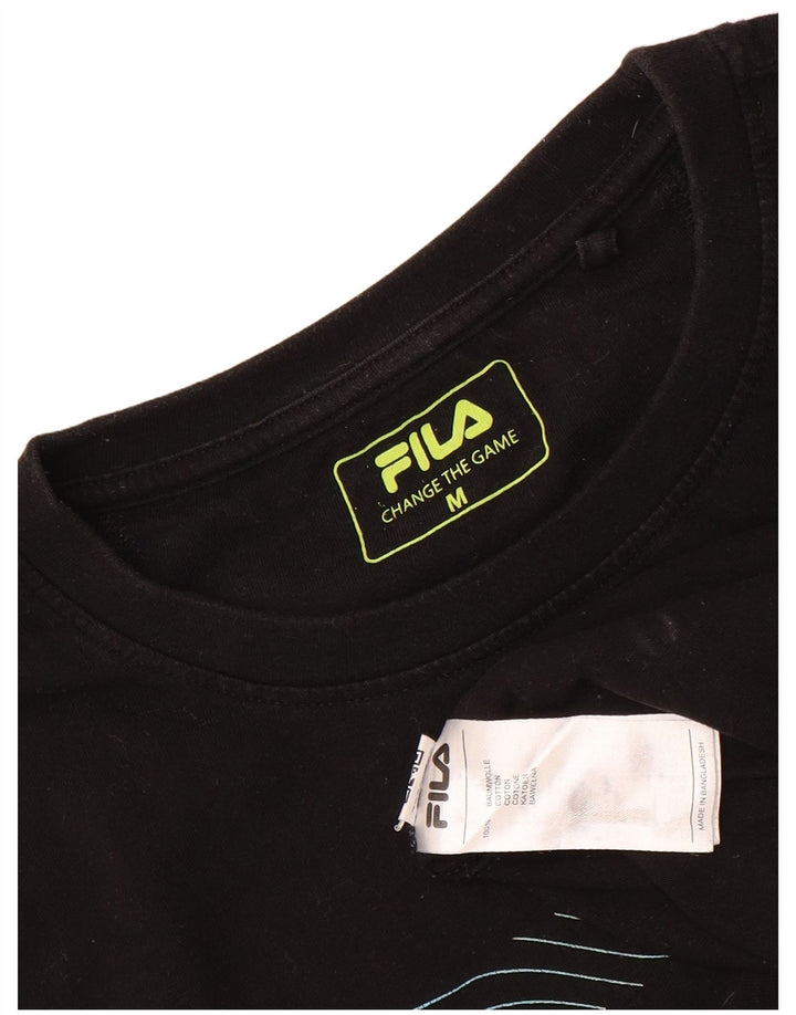 Ανδρικό γραφικό T-Shirt Fila Top Μεσαίο μαύρο βαμβακερό
