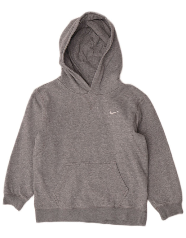 Nike Girls Hoodie Jumper 6-7 Years Large Grey Flecked Cotton