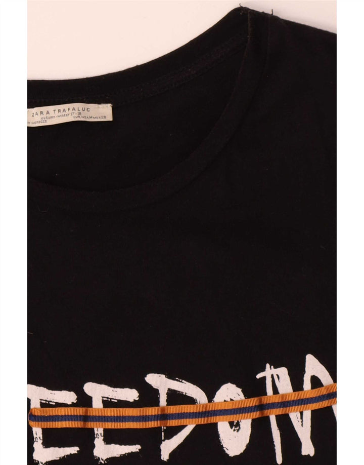 Γυναικείο T-Shirt Zara Graphic Trafaluc Top Μεσαίο Μαύρο