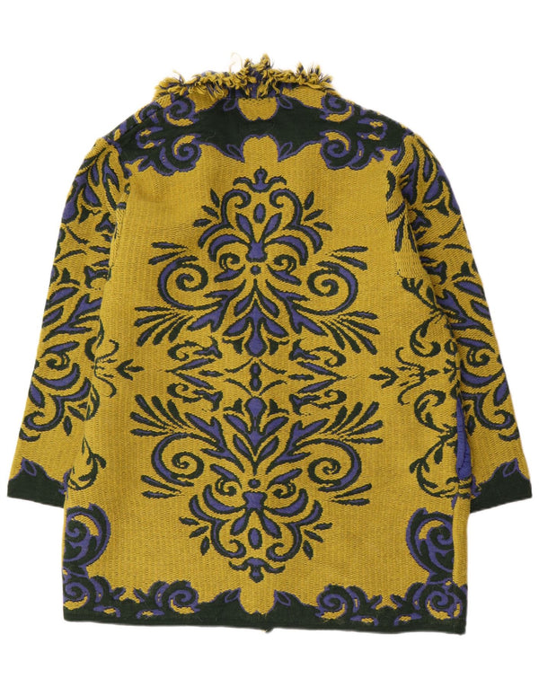Edas Γυναικείο Longline Oversized Ζακέτα UK 10 Small Yellow Paisley