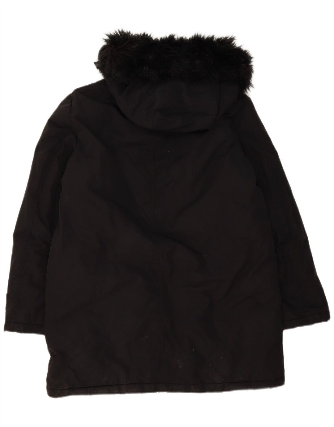 Zara Γυναικείο μπουφάν Parka με κουκούλα μεγάλου μεγέθους UK 16 μεγάλου μαύρου πολυεστέρα