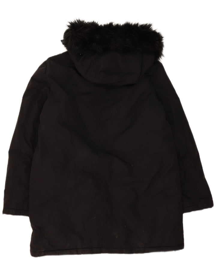 Zara Γυναικείο μπουφάν Parka με κουκούλα μεγάλου μεγέθους UK 16 μεγάλου μαύρου πολυεστέρα