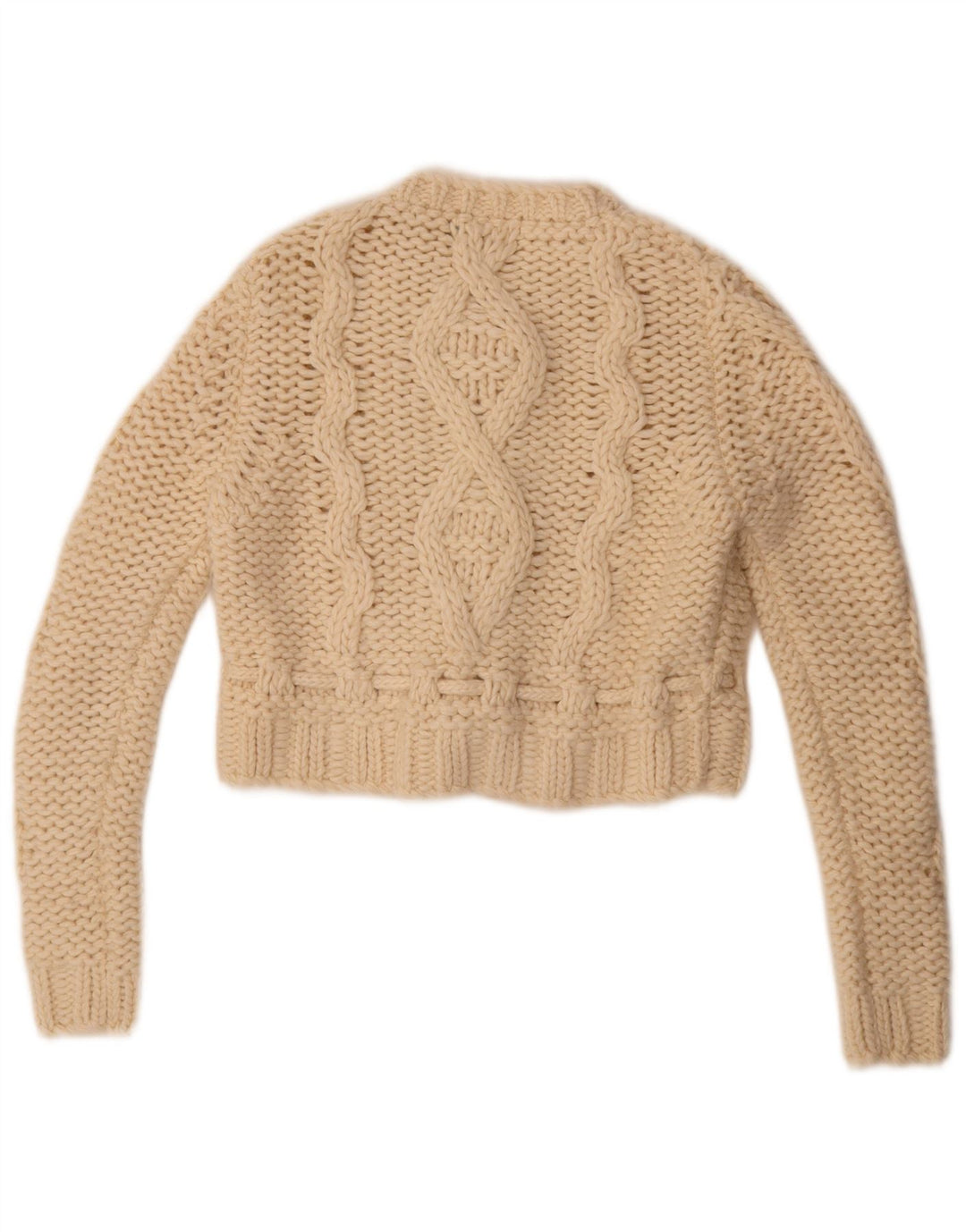 Γυναικείο πουλόβερ Benetton Crop Cardigan UK 14 Medium Off White Wool