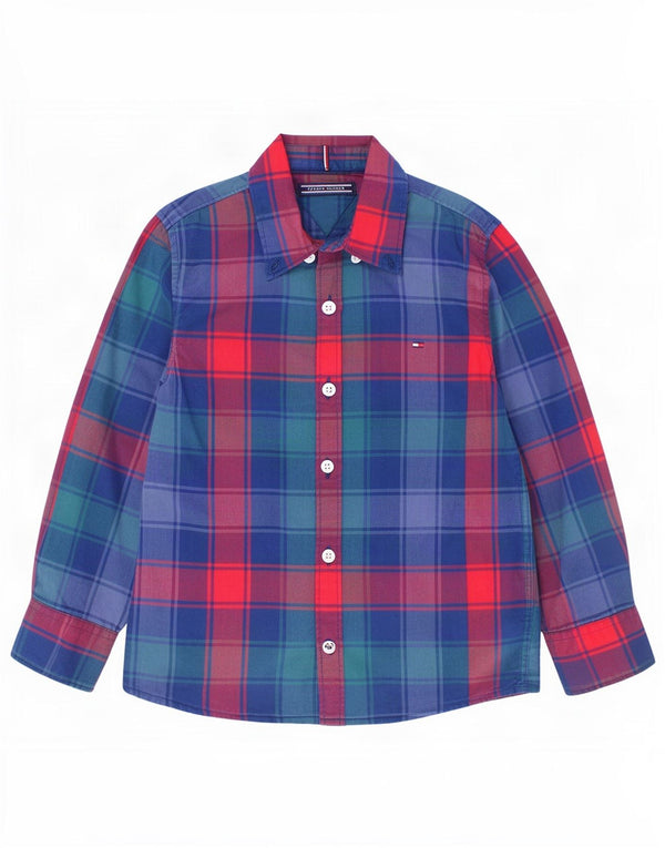 Tommy Hilfiger Boys Flannel πουκάμισο 3-4 ετών Μπλε καρό βαμβακερό