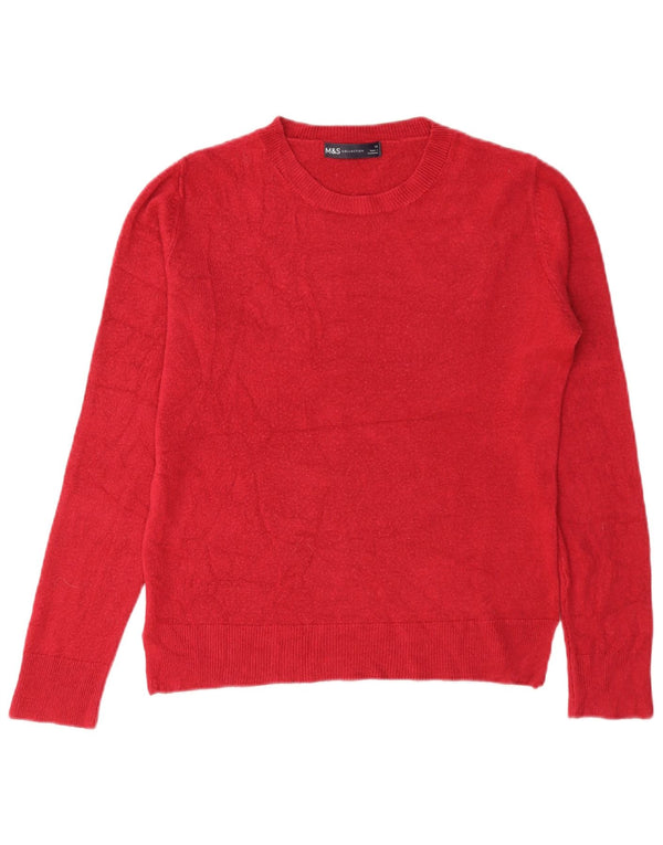 Marks & Spencer Γυναικείο πουλόβερ με λαιμόκοψη UK 10 Small Red Acrylic
