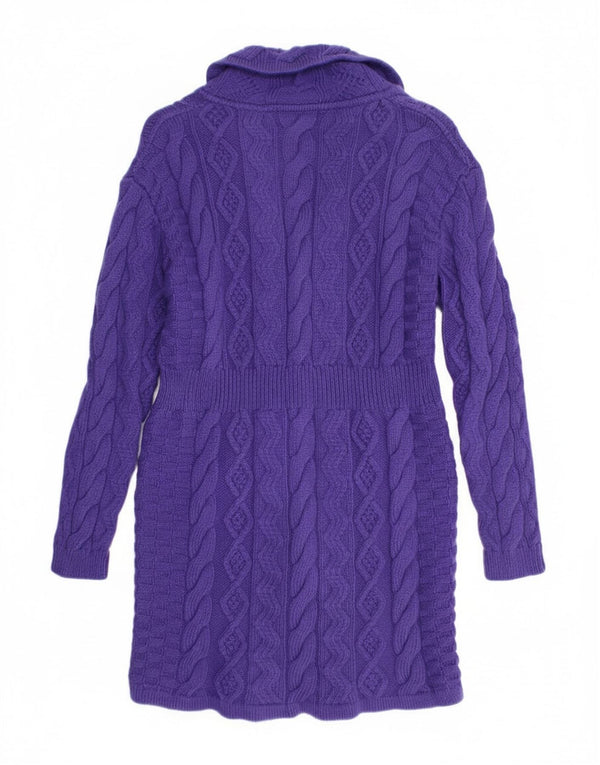 Blarney Γυναικείο πουλόβερ Longline Cardigan UK 14 Μεγάλο Μωβ Μαλλί Merino
