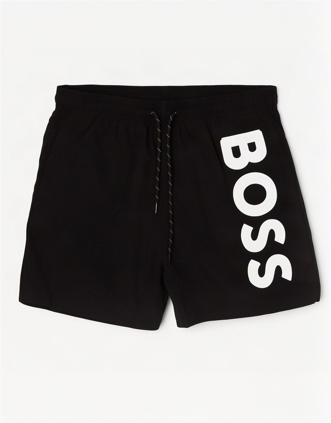 Ανδρικό γραφικό σορτς κολύμβησης Hugo Boss, μεσαίο μαύρο πολυαμίδιο