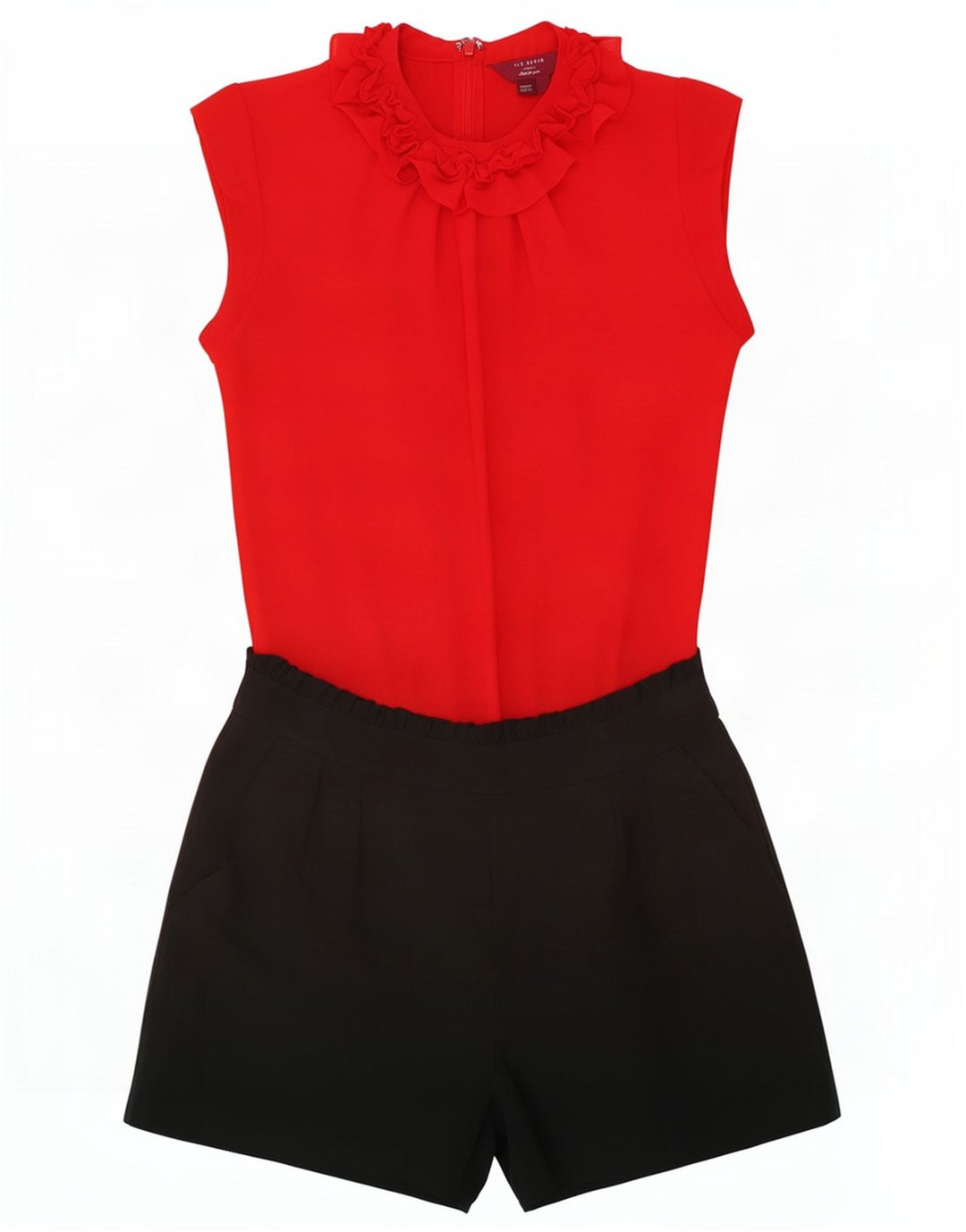 Ted Baker Γυναικείο βολάν Μπροστινό Playsuit Μέγεθος 0 2XS Κόκκινο πολυεστέρας