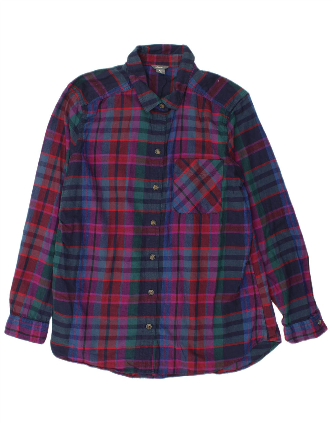 EDDIE BAUER Γυναικείο φανελένιο πουκάμισο UK 16 μεγάλο, πολύχρωμο βαμβακερό