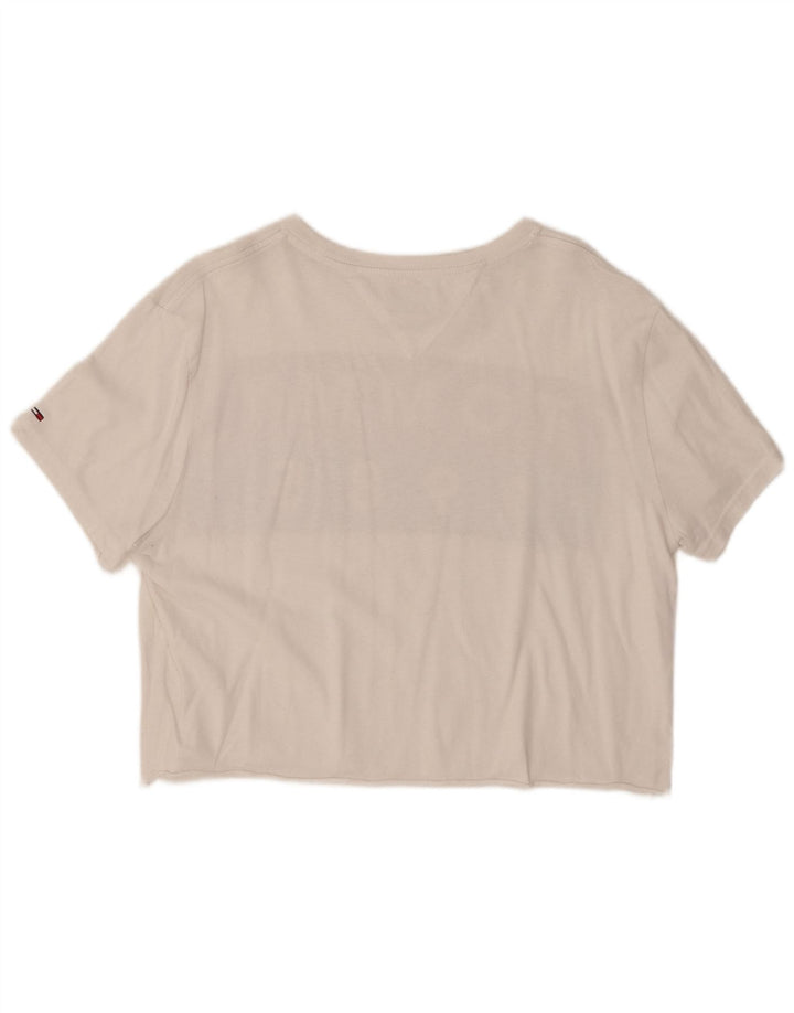 TOMMY HILFIGER Γυναικείο Crop Graphic T-shirt Top UK 16 Large White