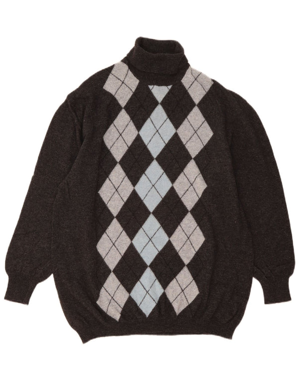 Yessica Γυναικείο πουλόβερ με ρολό λαιμόκοψη EU 44/46 XL Grey Argyle/Diamond