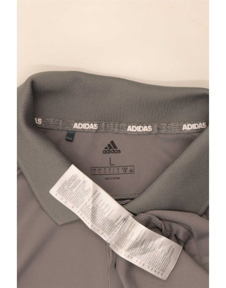 Ανδρικό πουκάμισο Adidas Polo με μεγάλο γκρι πολυεστέρα