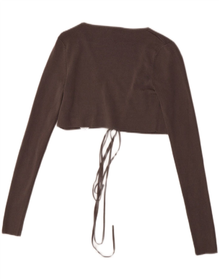 Zara Womens Crop Cardigan Top UK 8 Small Grey Viscose