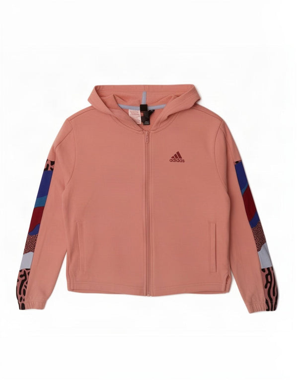 Adidas πουλόβερ με φερμουάρ με κουκούλα 14-15 ετών, ροζ χρώματος βαμβακερό
