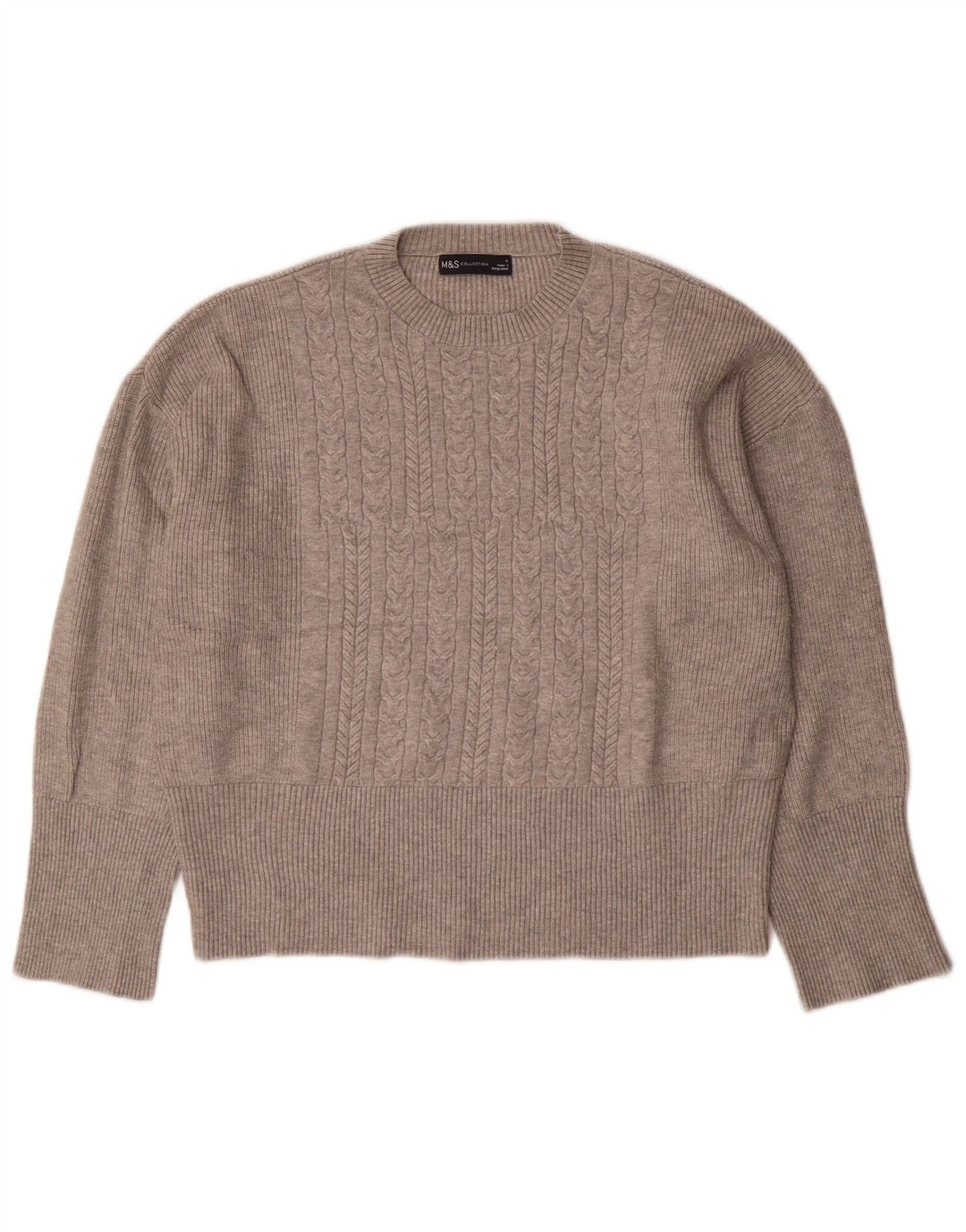 Marks & Spencer Γυναικείο πουλόβερ υπερμεγέθη Crew Neck Jumper UK 14 Medium Grey