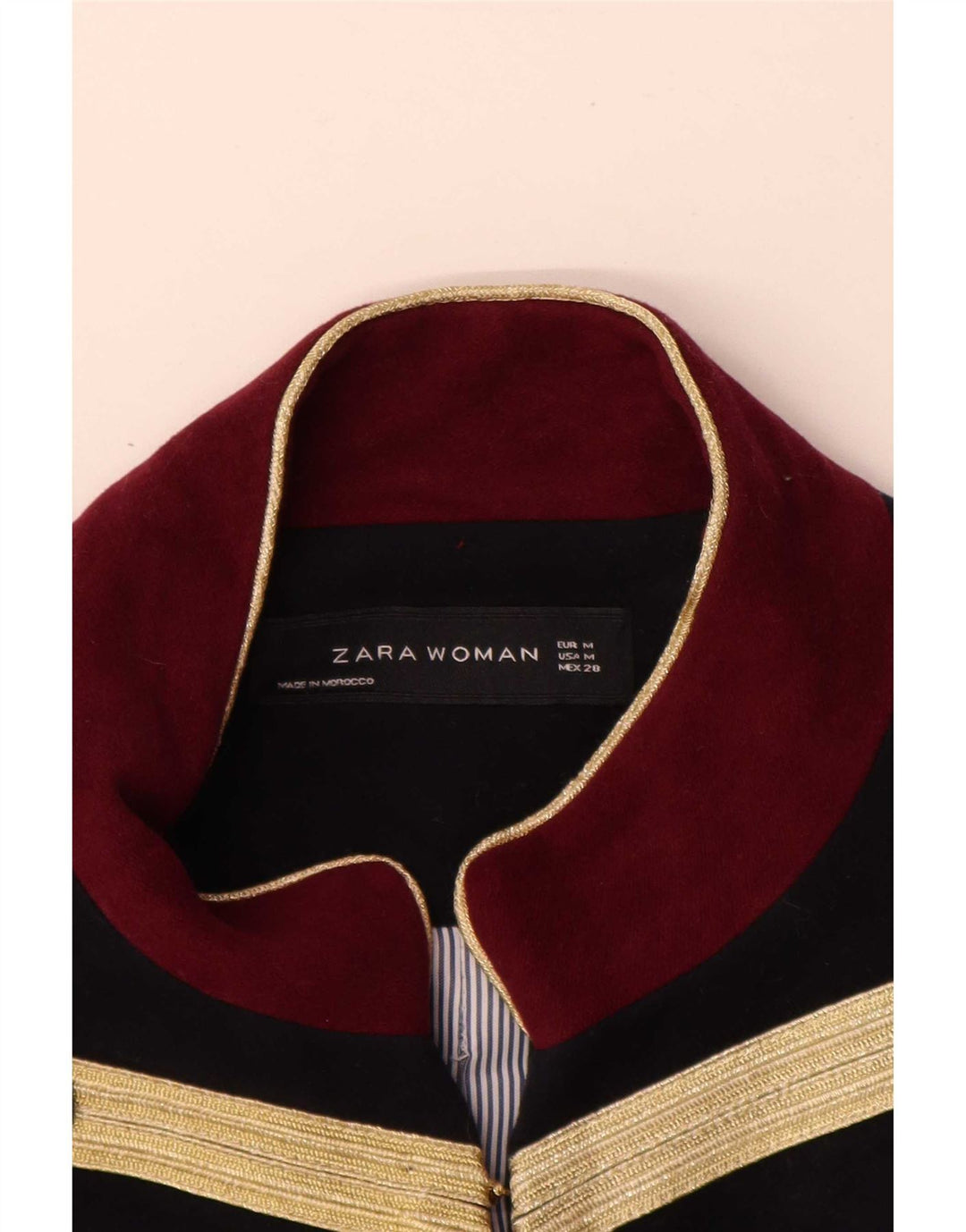 Zara Γυναικείο Military Blazer Jacket UK 14 Medium Navy Blue Colourblock