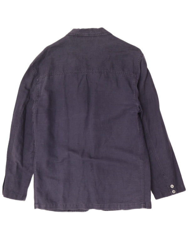 Trussardi Jeans Mens 2 Button Blazer Jacket UK 42 XL Navy Blue Linen