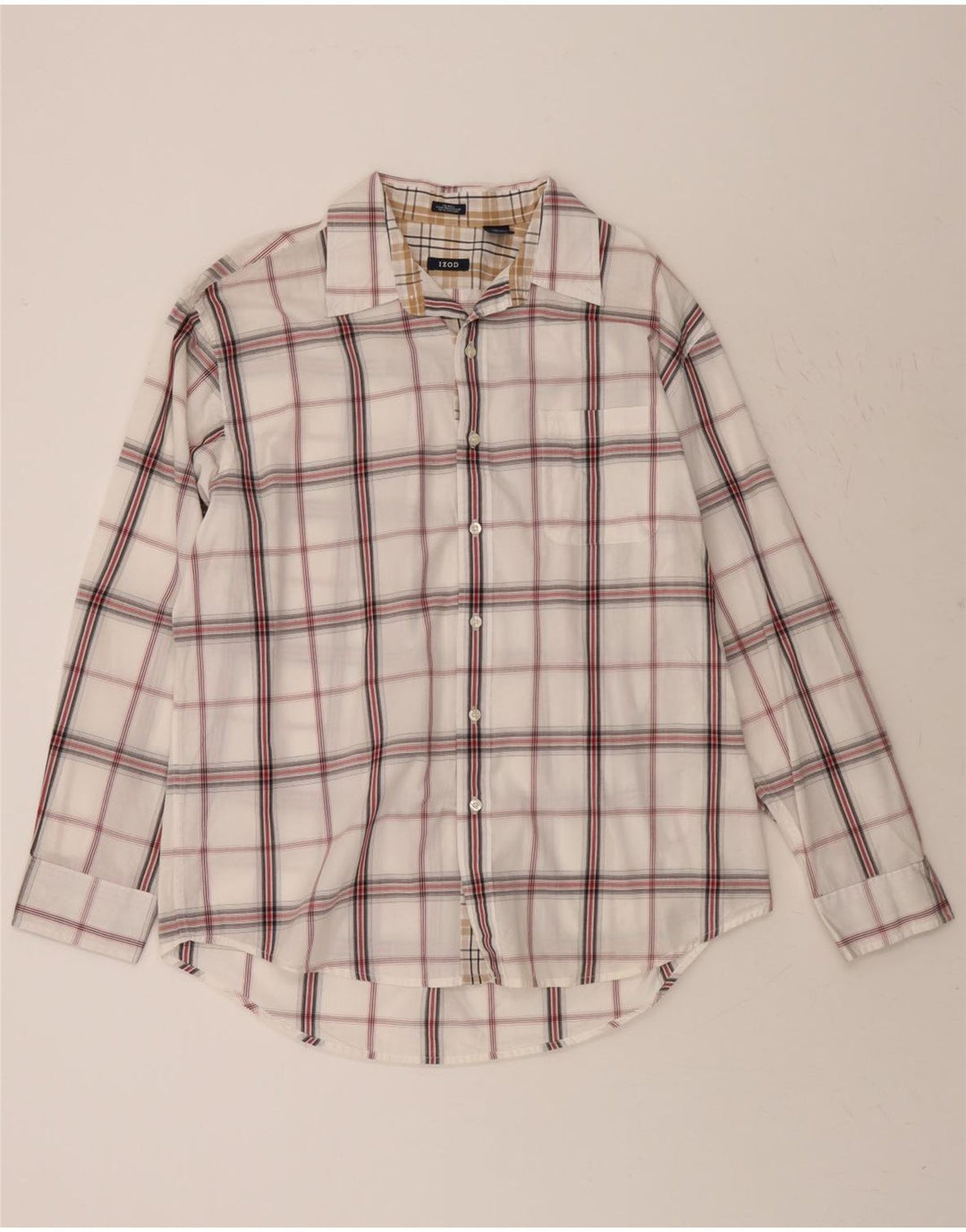 IZOD Mens Shirt XL White Check Cotton Vintage Izod and Second-Hand Izod from Messina Hembry 