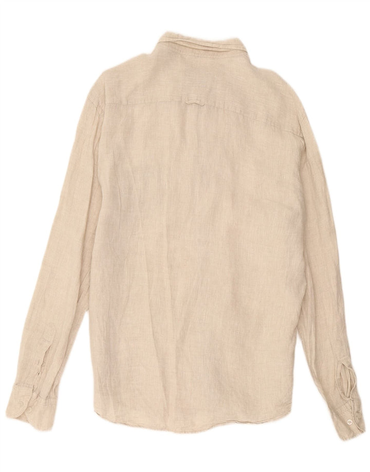 Ανδρικό πουκάμισο Massimo Dutti Μεσαίο Μπεζ Λινό