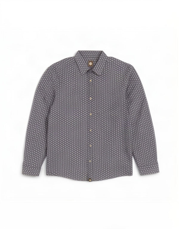 Pretty Green Ανδρικό πουκάμισο Classic Fit Μικρό μπλε γεωμετρικό βαμβακερό