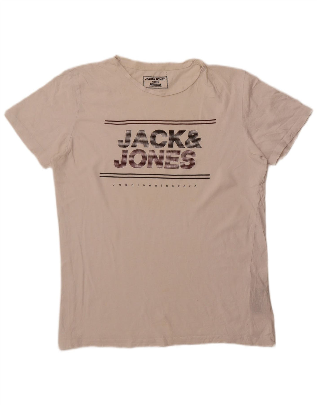 Jack & Jones Ανδρικό γραφικό μπλουζάκι με κανονική εφαρμογή, Βαμβακερό, μεσαίο και λευκό