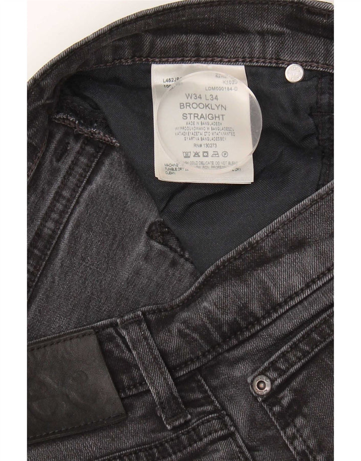 Lee Mens Brooklyn Straight Jeans W34 L30 Μαύρο βαμβακερό