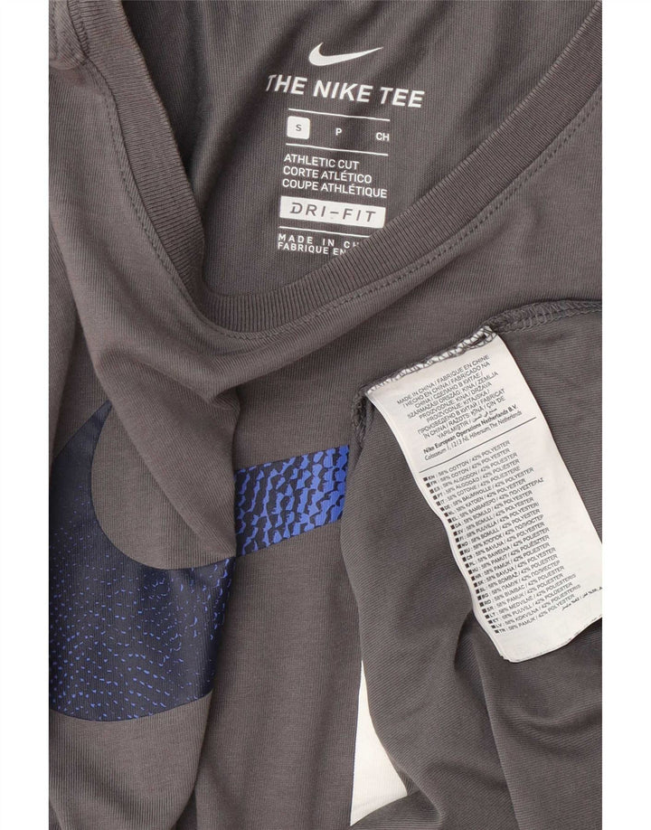 Μπλουζάκι Nike ανδρικό Dri Fit γραφικό μπλουζάκι, μικρό γκρι βαμβακερό