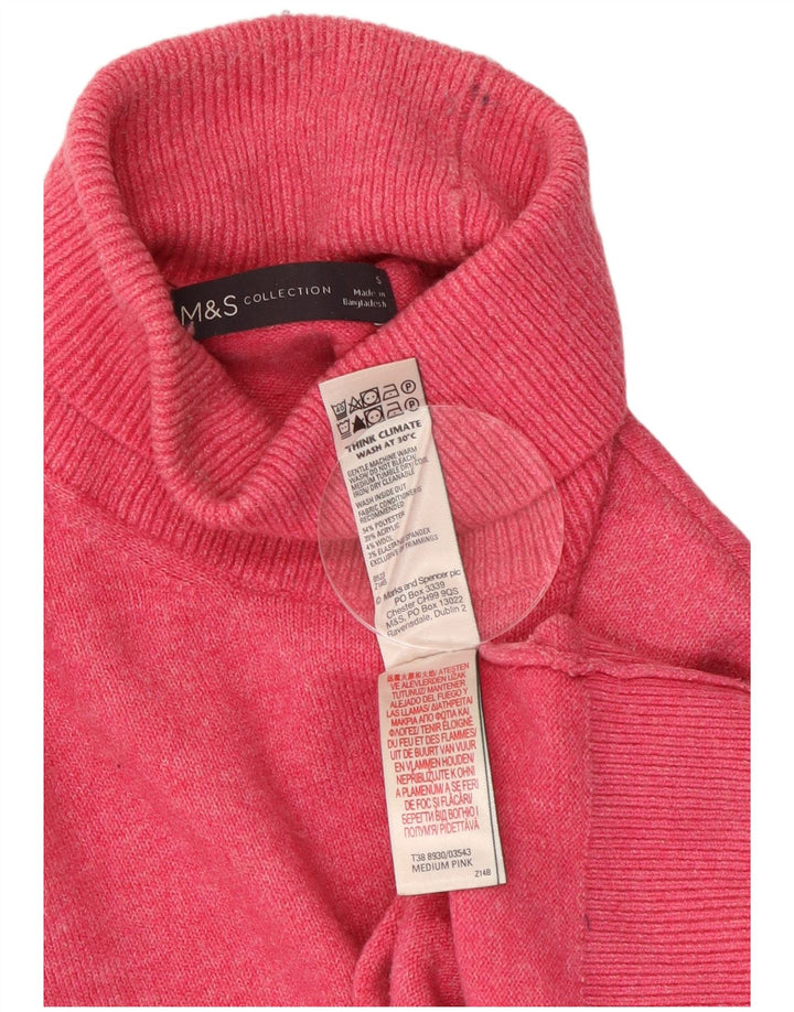 Marks & Spencer Γυναικείο πουλόβερ με ρολό λαιμόκοψη UK 10 Small Pink Flecked