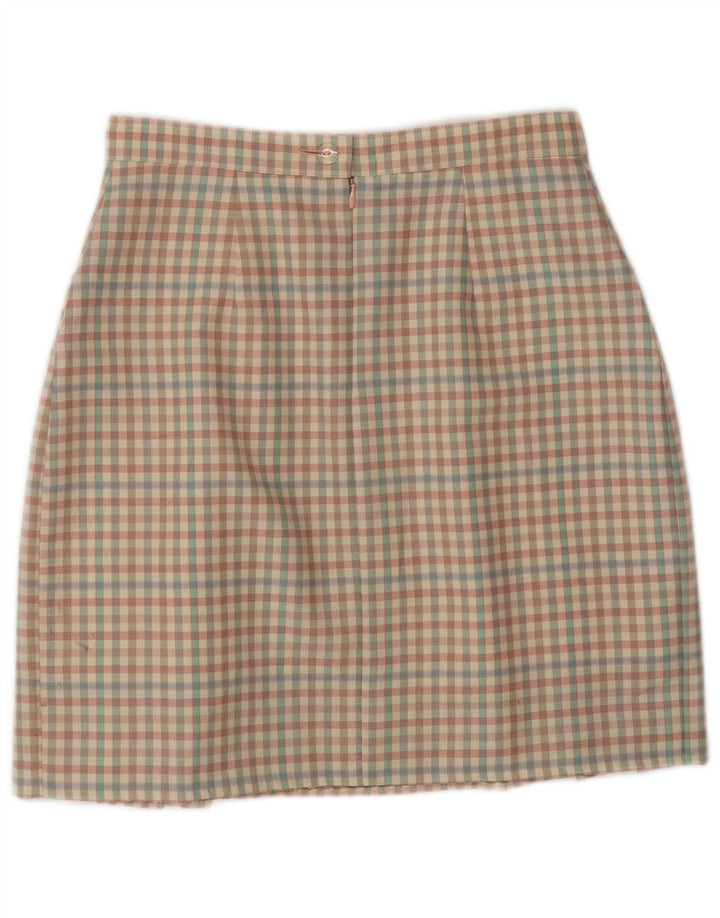 Vintage γυναικεία μίνι φούστα IT 42 Medium W26 Πολύχρωμο μαλλί Gingham