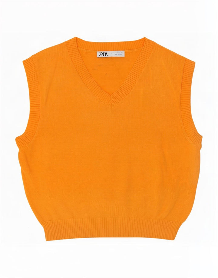 Zara Γυναικείο Γιλέκο Tank Top UK 12 Medium Orange Viscose