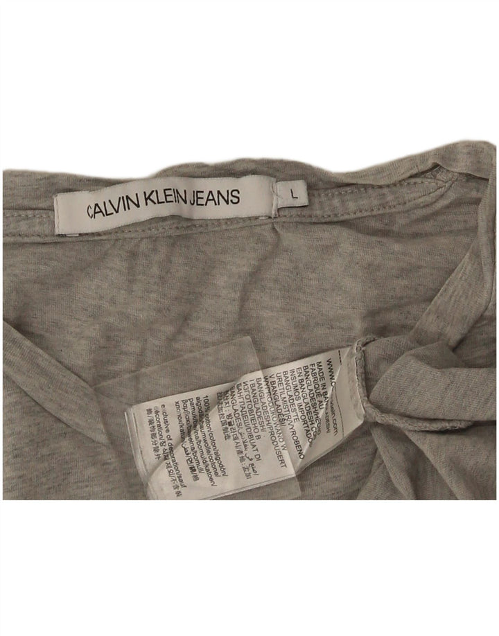 Ανδρικό γραφικό μπλουζάκι Calvin Klein Top μεγάλο γκρι βαμβακερό