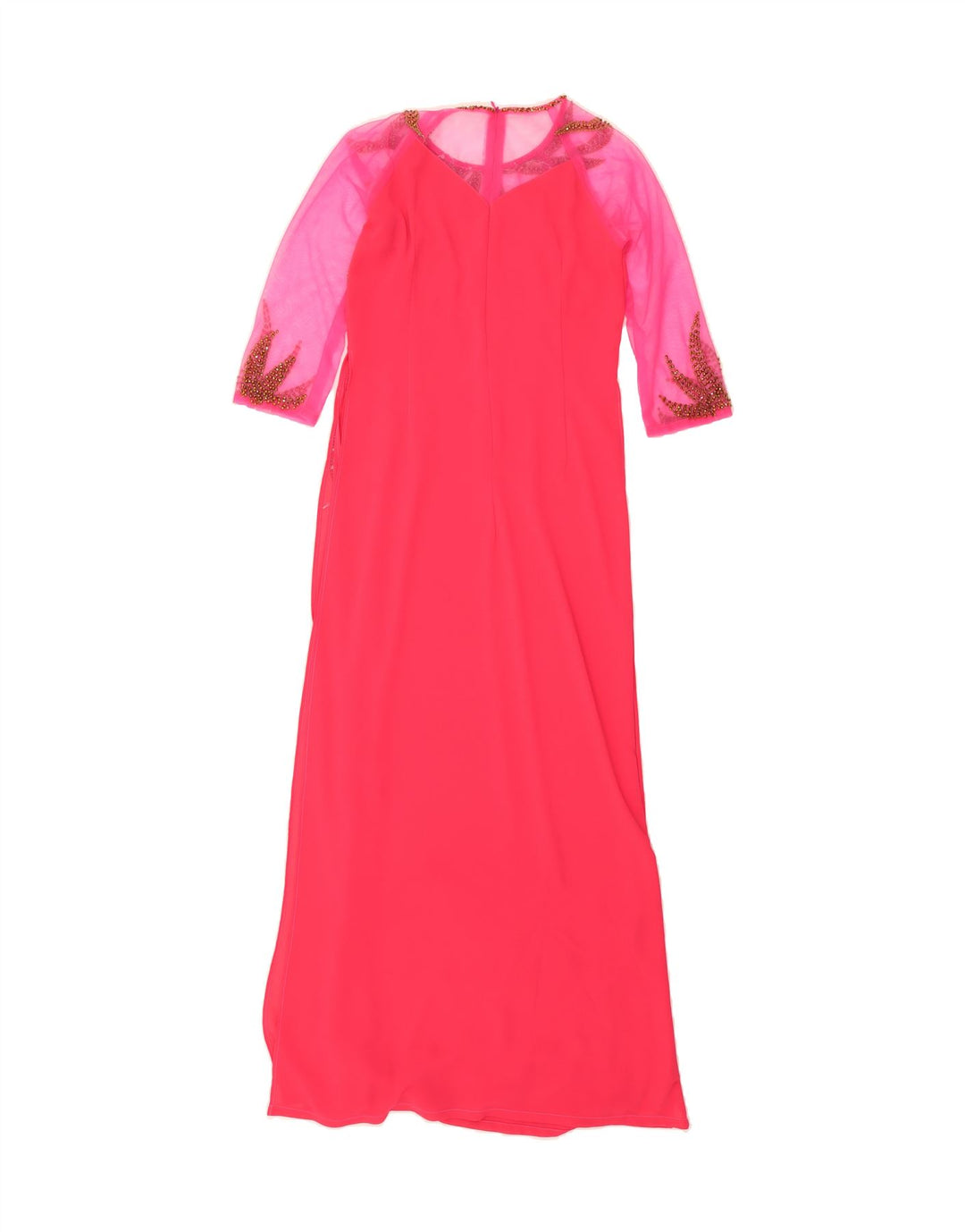 VINTAGE Womens 3/4 Sleeve Maxi Dress IT 38 Small Pink Vintage Vintage and Second-Hand Vintage from Messina Hembry 