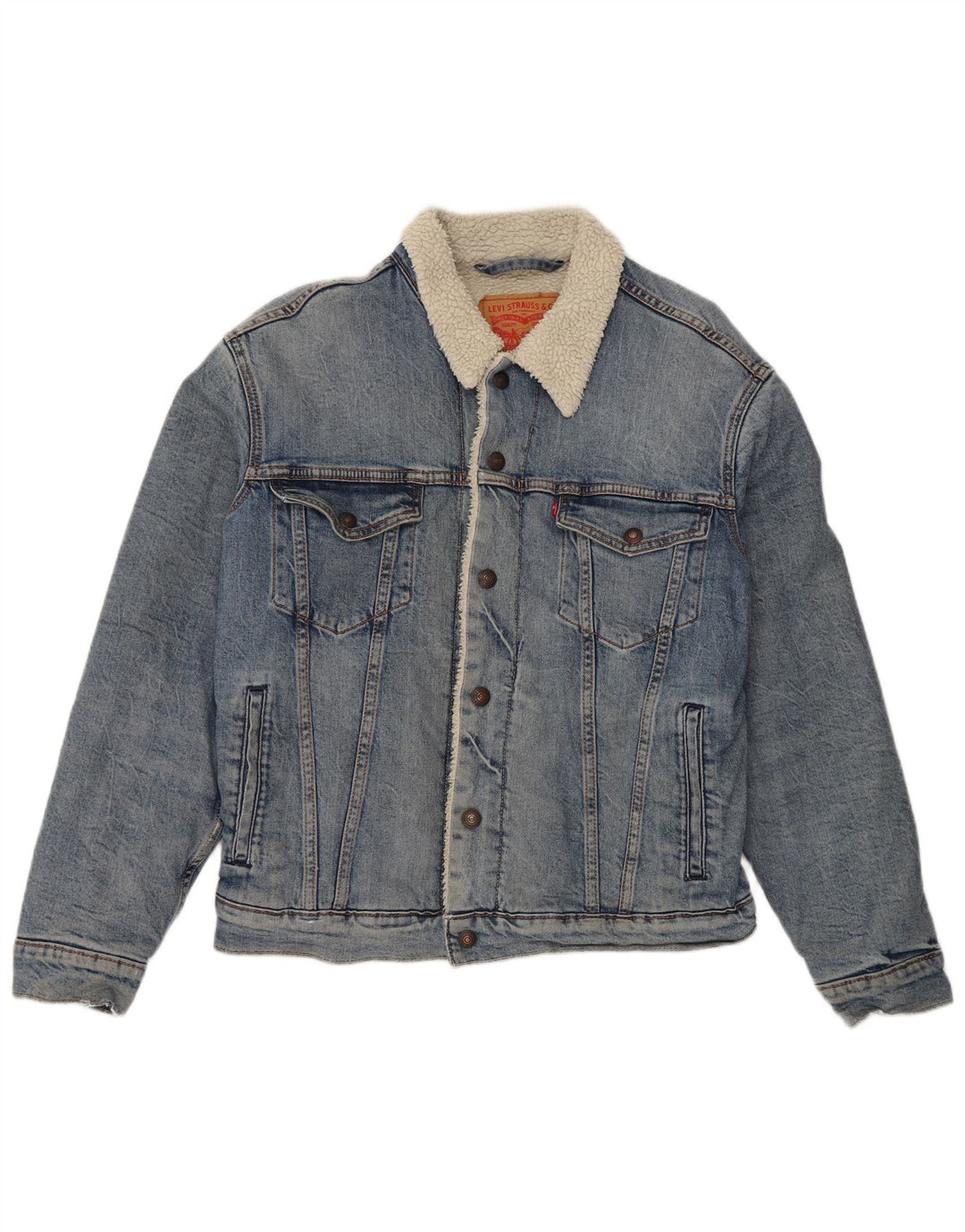 Levi's Mens Sherpa Τζιν Μπουφάν UK 36 Small Blue Cotton