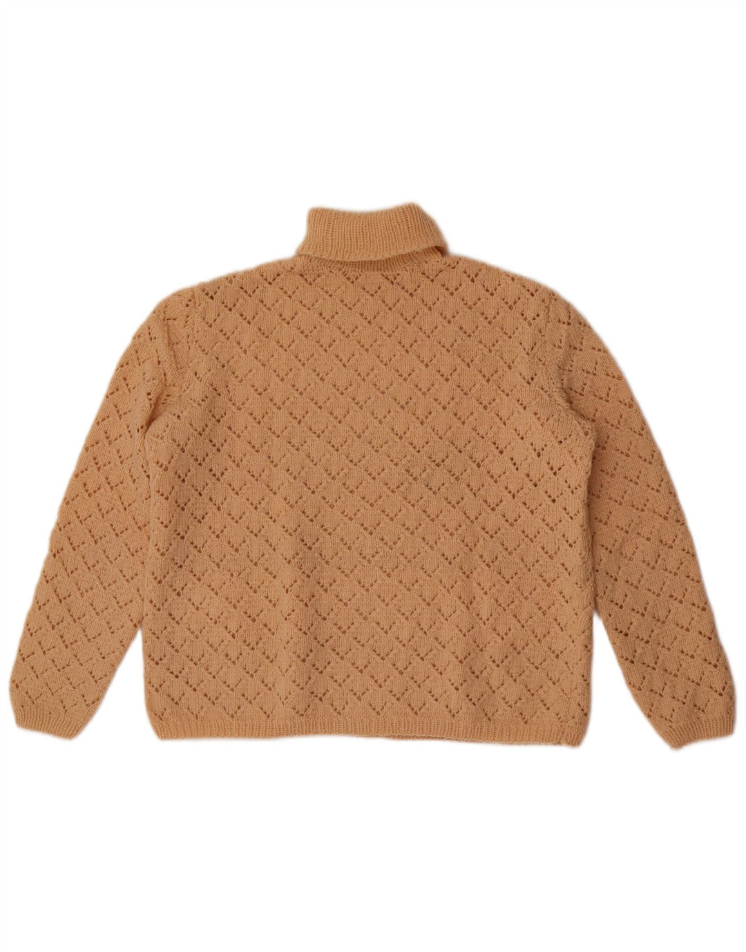 Vintage γυναικείο πουλόβερ με ρολό λαιμόκοψη UK 14 Medium Beige