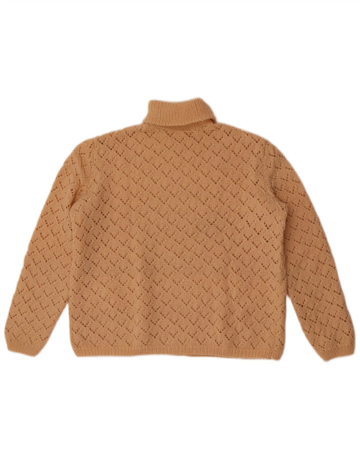 Vintage γυναικείο πουλόβερ με ρολό λαιμόκοψη UK 14 Medium Beige
