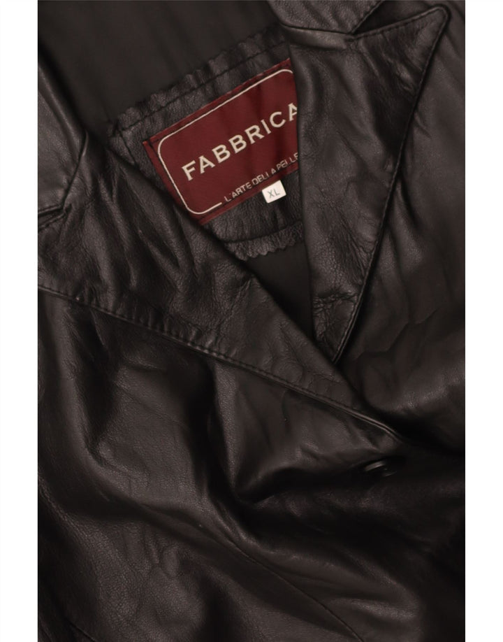VINTAGE Womens Crop Leather Jacket UK 18 XL Black Leather