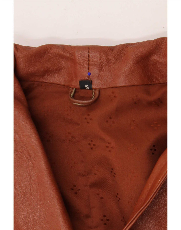 Vintage Γυναικείο Δερμάτινο Μπουφάν UK 10 Small Brown