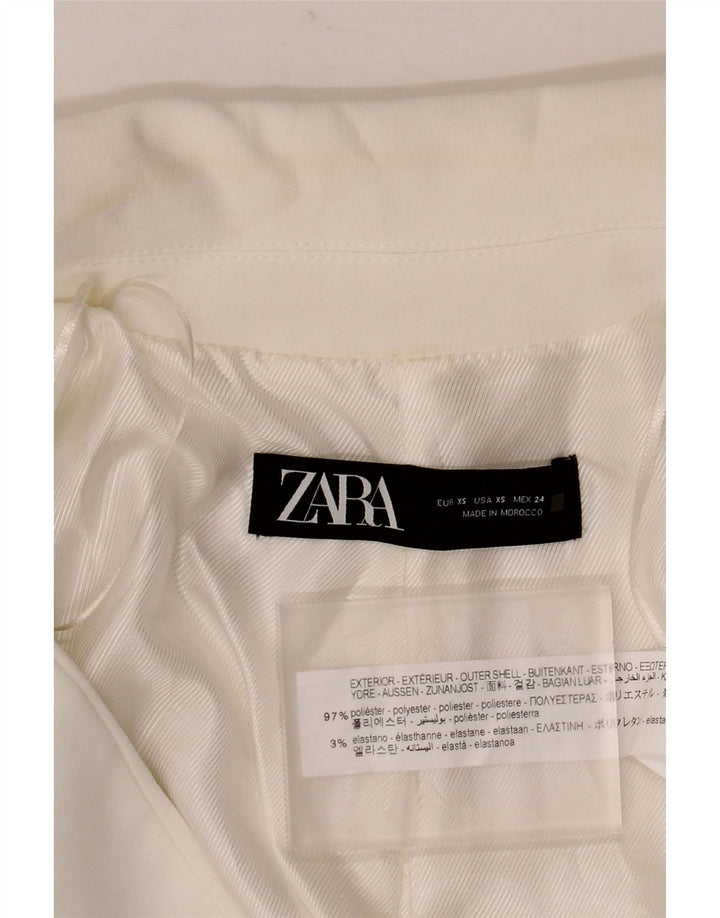 Zara Γυναικείο Open Oversized Blazer Jacket UK 6 XS White Polyester