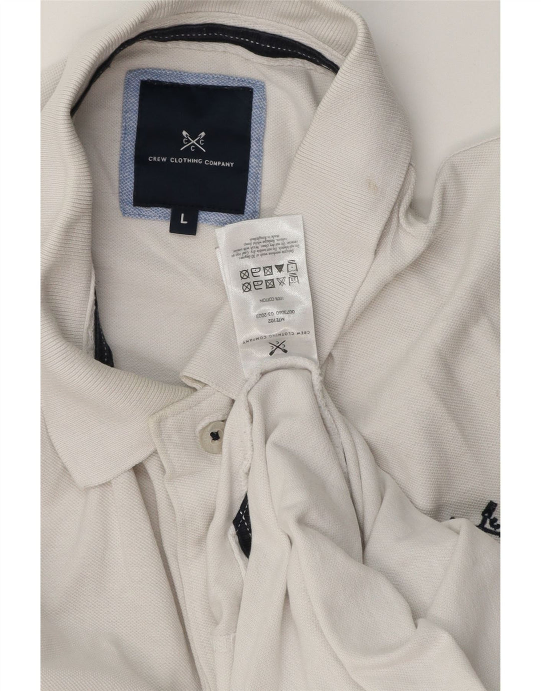 Crew Clothing Ανδρικό πουκάμισο πόλο μεγάλο λευκό βαμβακερό