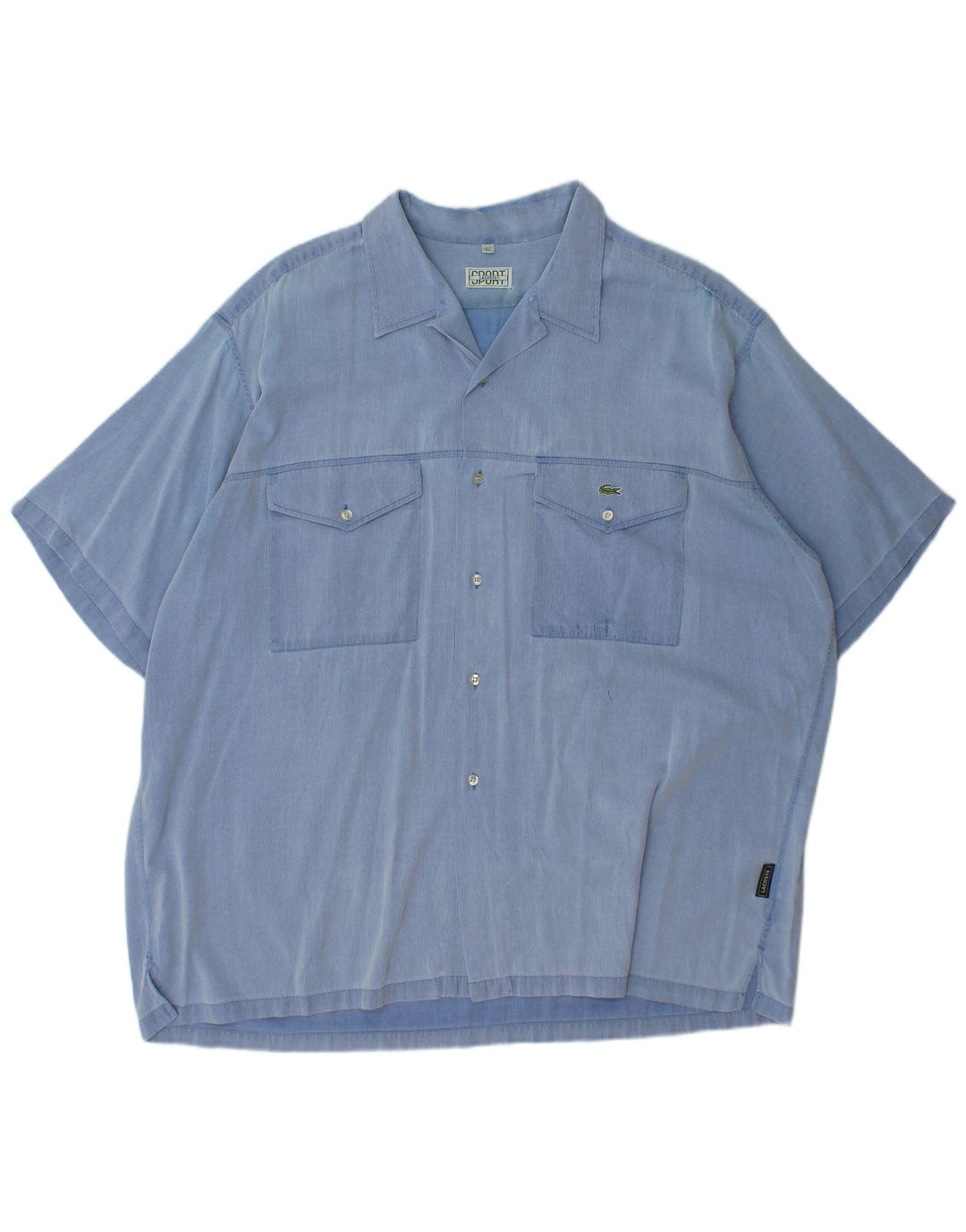 Ανδρικό κοντομάνικο πουκάμισο LACOSTE Μέγεθος 45 XL Μπλε βαμβακερό ριγέ