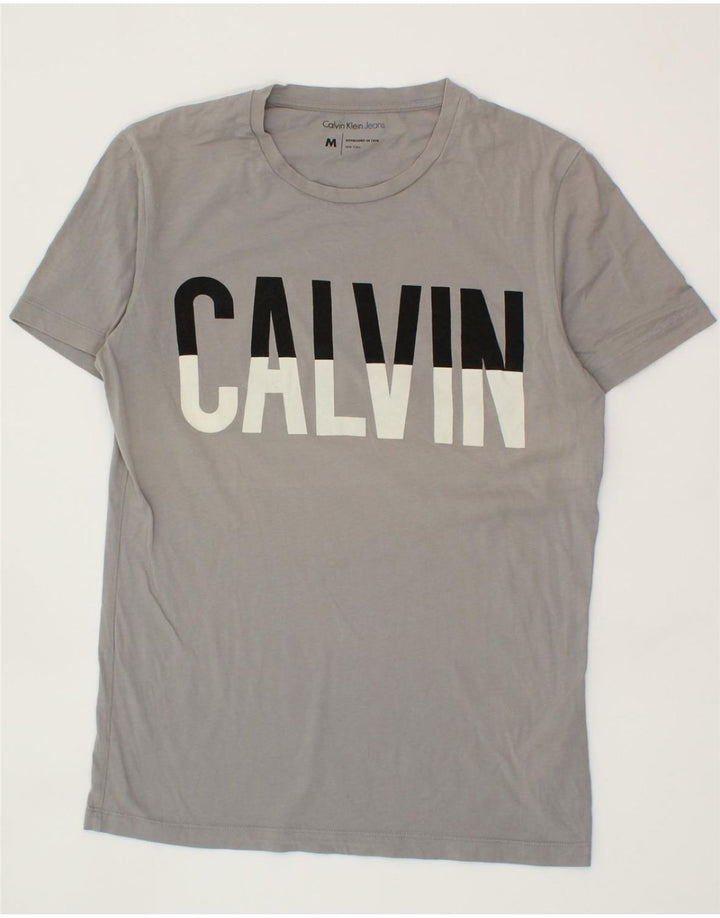 CALVIN KLEIN JEANS Mens Graphic T-Shirt Top Medium Grey Cotton Vintage Calvin Klein Jeans and Second-Hand Calvin Klein Jeans from Messina Hembry 