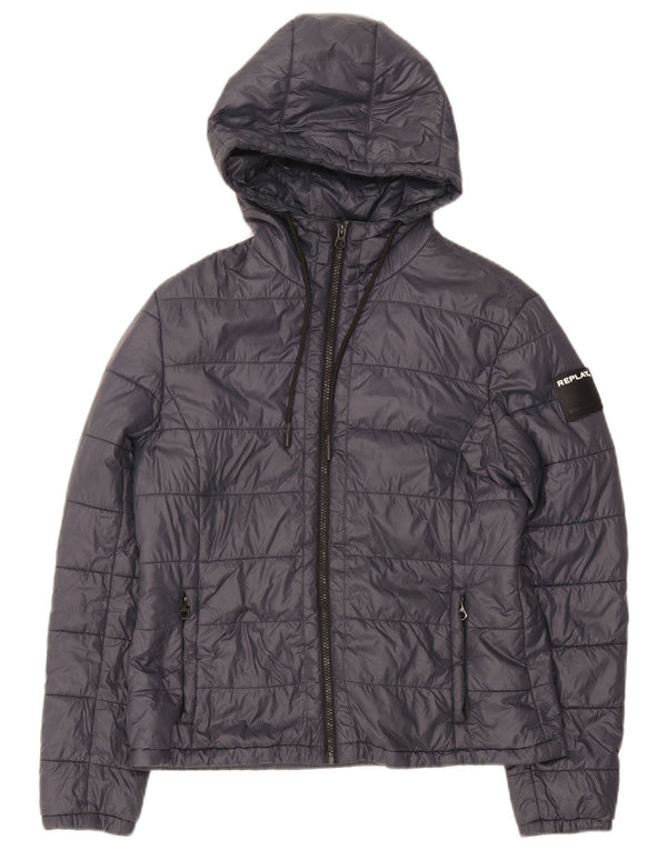 Replay Γυναικείο μπουφάν με κουκούλα UK 14 Large Navy Blue