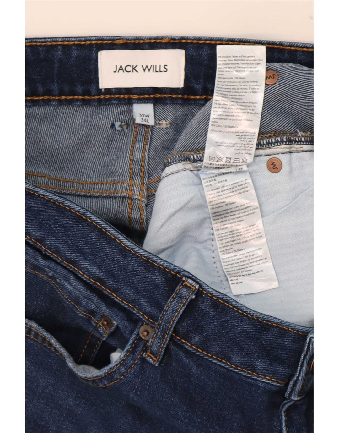 Jack Wills Ανδρικό Slim Jeans W32 L34 Navy Blue Cotton