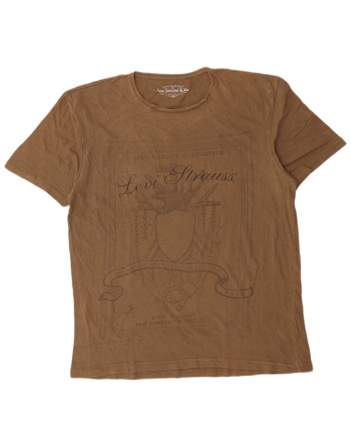 Ανδρικό γραφικό T-Shirt Levi's Top XL καφέ βαμβακερό