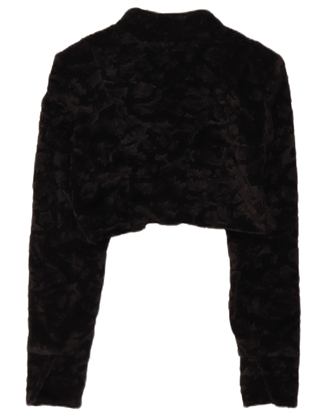 VINTAGE Γυναικείο μπουφάν Bolero από ψεύτικη γούνα UK 14 Large Black Polyester