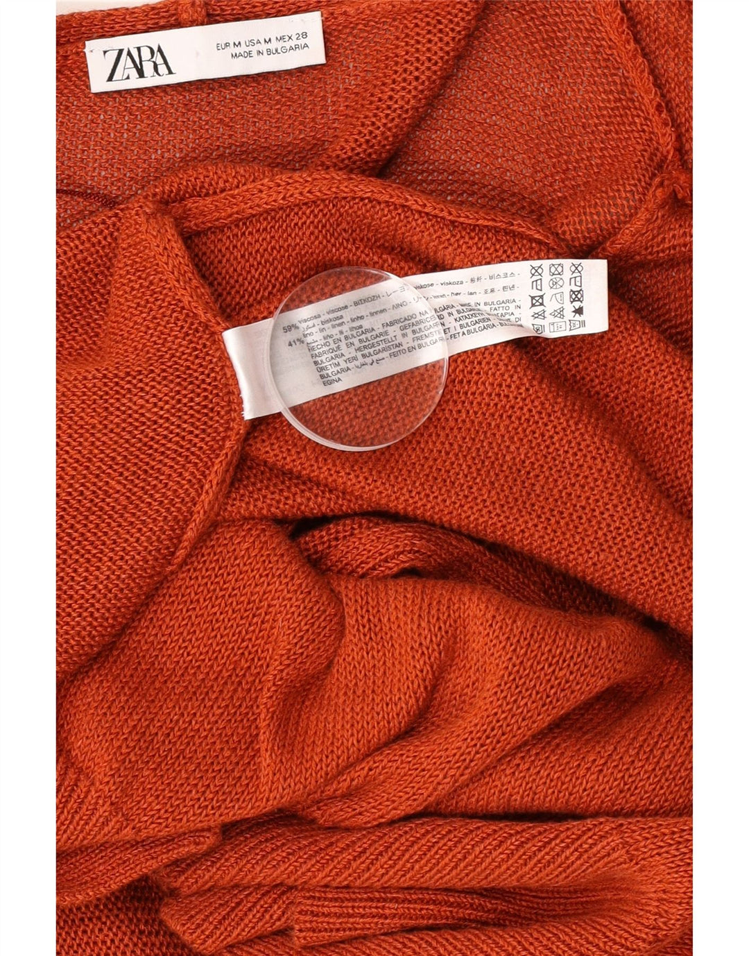 Zara Γυναικείο Longline ανοιχτό πουλόβερ ζακέτα UK 14 μεσαία καφέ βισκόζη